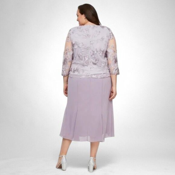 ALEX EVENINGS Plus Size A-Line Dress With Lace Mock Jacket, NWT! Size 22W - Picture 6 of 8